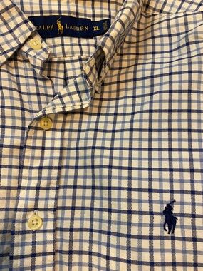 Ralph Lauren Blue Label White and Navy Check Button-Down Shirt